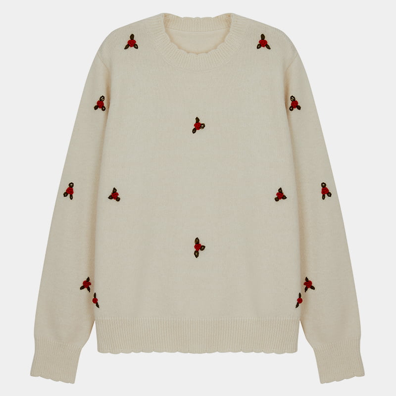 ML2207 Collar Petal Stíl Leisciúil Geansaí Cniotáilte Floral Lámhdhéanta