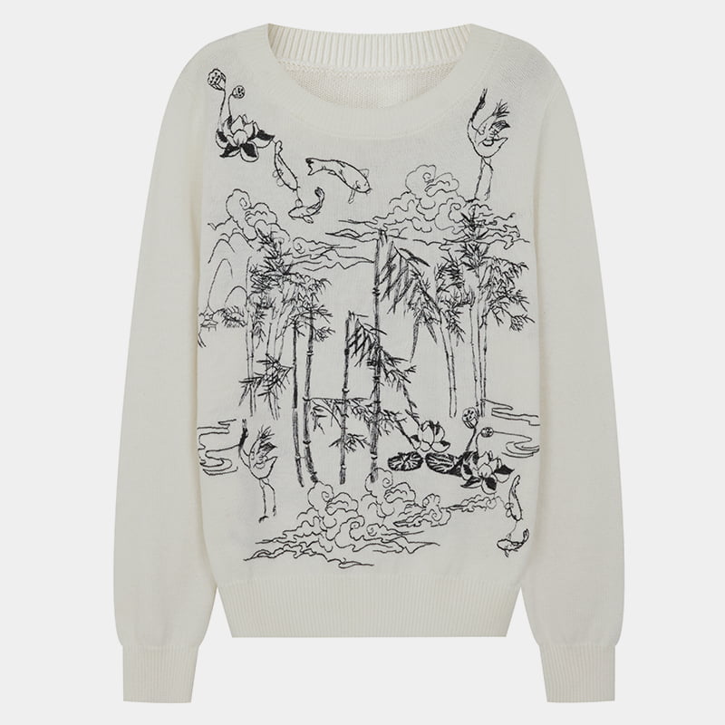 ML2209 Geansaí Geansaí Cniotáilte Babhta Bróidnéireachta Bog Doodle ML2209 Geansaí Geansaí Cniotáilte Babhta Bróidnéireachta Bog Doodle