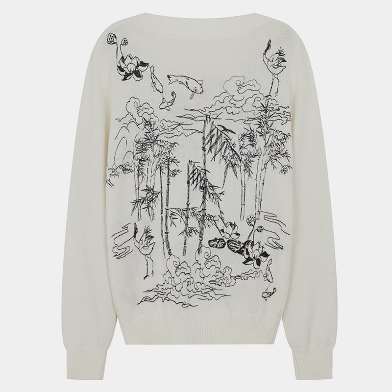 ML2209 Geansaí Geansaí Cniotáilte Babhta Bróidnéireachta Bog Doodle ML2209 Geansaí Geansaí Cniotáilte Babhta Bróidnéireachta Bog Doodle