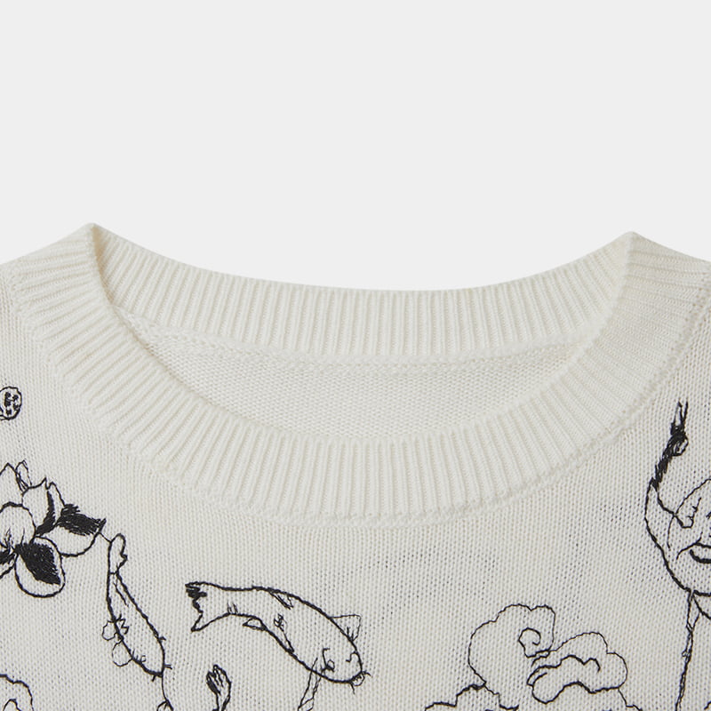 ML2209 Geansaí Geansaí Cniotáilte Babhta Bróidnéireachta Bog Doodle ML2209 Geansaí Geansaí Cniotáilte Babhta Bróidnéireachta Bog Doodle