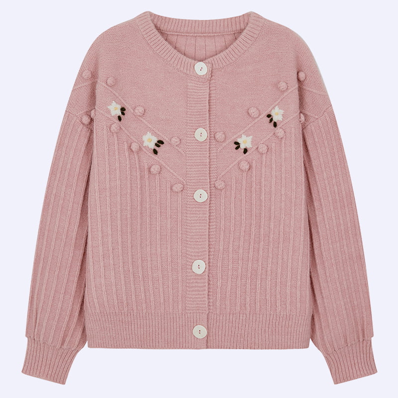 ML2211 Muineál Gleoite Criú Muineál Puff Geansaí Cardigan Cniotáilte