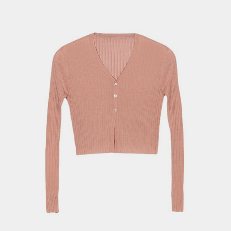SM-K0005 Línéadach Gearr Stráice Ingearach Cniotáilte Seaicéad Grianscéithe Button Shell Samhraidh na mBan Cardigan