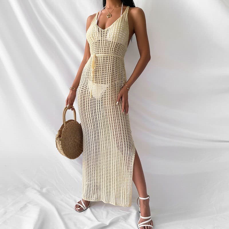 SM-K0109 Slit Hollowed-Amach Gúna Strappy Cniotála Sexy