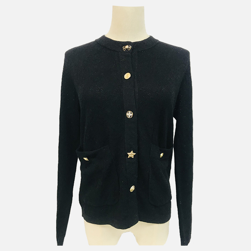 D23-502B Cniotáil Muineál Criú Muineál Fada Dubh Cardigan